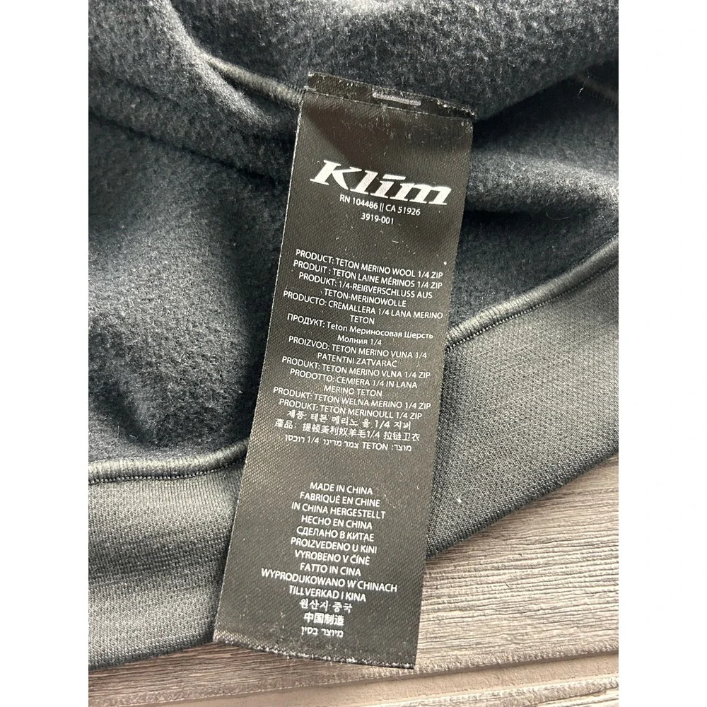 Klim Teton Merino Wool 1/4 Zip Pullover Mens XL Gray Spudnik Base Layer 3919-001